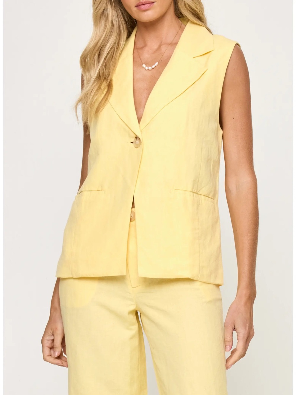 L Space NWT San Marco Cotton Linen Vest Daisy Yellow Large L - Picture 1 of 6